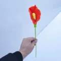 Bouquet de fleurs de lys calla au crochet à la main fausse fleur tricotée décor - Rouge Orangé