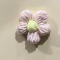 Handmade crochet yarn puff flower DIY clothing accessory knit flower pink and yellow 6cm - Nude