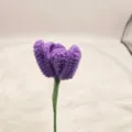 Handmade crochet purple tulip flower yarn knitted single stem floral gift home decor - Purple