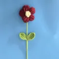 Handmade crochet yarn flower puff flower artificial knitted flower for home decoration gift - Red