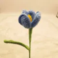 Handgemaakte blauwe gehaakte tulp gebreide bloem kunstplant voor huisdecoratie cadeau maken - Blauw