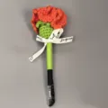 Handgemaakte gehaakte anjer gelpen schattig creatief cadeautje kantoor briefpapier pen - Oranje