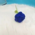 Handmade crochet blue rose flower knitted wool fake rose finished gift for Valentine decoration - Dark Blue