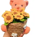 Handgemaakte gehaakte zonnebloem beren boeket potplant cadeau voor verjaardag. - Zonnebloem