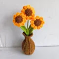 Handgemaakte gehaakte zonnebloem potplant schattige bureau decoratie ornament cadeau. - Zonnebloem