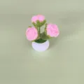 Handgemaakte gehaakte roze rozen potplant woondecoratie kunstmatige bloem tafelornament - Helderroze