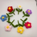 Handmade crochet puff flower bouquet, colorful knitted floral home decor decoration. - Single Flower Bouquet