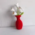 Handgemaakte gehaakte lelie bloem vaas potplant breien bloem mooie huisdecoratie - Rode Lelietjes-van-dalen