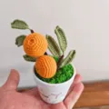 Handmade crochet orange potted plant cute artificial fruit decoration for home desk decor - Persimmon