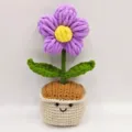 Handgehaakte bloem potplant schattige pluche huisdecoratie ornament voor gezellig - Paars