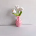 Handmade crochet flower pot knitted wool floral bouquet home table decoration cute gift item - Pink