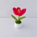 Handmade crochet tulip potted plant home decor cozy knit flower gift for friends room decor - Red