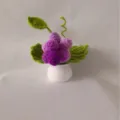 Handmade crochet grape potted plant detail, cute knitted desktop decoration, cozy handmade decor. - Purple Grape