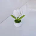 Handgemaakte gehaakte witte tulp in pot huisdecoratie esthetisch cadeau schattig ornament - Wit