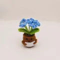 Schattige handgemaakte gehaakte potplant met blauwe bloemen gebreide bloempot decor - Blauw
