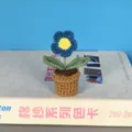 Handgemaakte gehaakte madeliefje potplant schattige huis desktop decoratie kunstbloem pot - Donkerblauw
