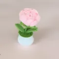 Handmade crochet pink rose potted plant desktop ornament cute floral home decor gift - Pink