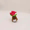 Cute handmade crochet potted plant with creative knitted design and sweet flowers. - Rose Red