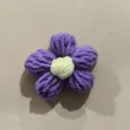 Handmade knitted puff flower crochet yarn flower accessory DIY bag clothing decoration 6cm - Dark Blue