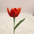 Handmade crochet orange tulip flower, exquisite knitted artificial flower for home decor. - Orange