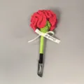 Handgemaakte gehaakte anjer gelpen, schattige gebreide bloem pen als leuk cadeautje. - Rood