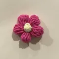 Handcrafted crochet puff flower accessory, 6cm pink wool knitted floral patch for DIY bags clothing. - Rose Red