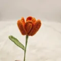 Handmade Crochet Tulip Orange Flower DIY Gift Knitted Artificial Bouquet Home Decor - Orange
