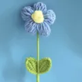 Handcrafted crochet puff flower blue yarn bouquet artificial floral decoration item for home decor - Blue