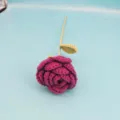 Handmade crochet yarn rose artificial flower single stem gift for home decor and Valentine's - Deep purple