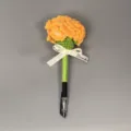 Handmade crochet carnation ballpoint pen cute floral gel ink stationery gift for girls - Gradient Yellow