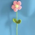 Handmade crochet yarn flower single puff flower bouquet charming home decor gift item - Light Pink