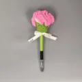 Handmade Crochet Carnation Gel Pen Cute Knitted Flower Ballpoint Pen Creative Gift Stationery - Gradient Pink
