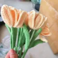 Handmade crochet tulip flower bouquet knitted artificial flowers for home decor - Light Yellow