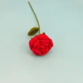 Handmade crochet rose flower single stem knitted artificial flower romantic Valentine gift home decor - Dark Red