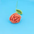 Handmade crochet rose flower single stem knit knitwear fake floral gift for valentines day - Orange