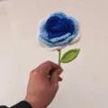 Handmade crochet blue white rose flower wool knitted gift option product variant display - Gradient Blue