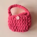 Handgemaakt pluche gehaakt mini handtas schattig roze gebreid portemonnee kleine hoofdtelefoon tas - Roze