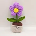 Plante en pot de fleur bouffante violette au crochet mignon cadeau déco maison. - Violet