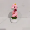 Handgemaakte gehaakte roze slangen potplant schattig gebreid dier decor voor bureau - Roze