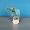 Handgehaakte rozen potplant, kunstbloem huisdecoratie, kanten bloempot micro landschap. - Meerblauw