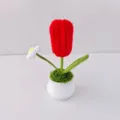 Handmade crochet tulip potted plant cute artificial flower home decor desktop gift. - Red