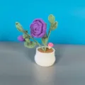 handgemaakte gehaakte paarse roos potplant schattige mini bloem micro landschap decor - Paars