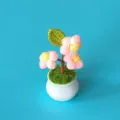Handgemaakte gehaakte potbloem mini gebreide bloemen bureau auto decor thuis ornament - Roze