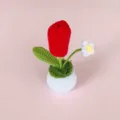 Handgemaakte gehaakte rode tulp in pot kunstbloem huisdecoratie cadeau varianten - Rood