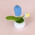 Handgemaakte gehaakte blauwe tulp potplant, gebreide kunstbloem huisdecoratie ornament SKU - Blauw
