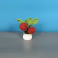 Handmade crochet fruit potted plant ornament, cute knitted desk decor for home living room gift. - Christmas Apple