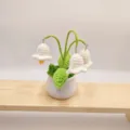 Handgemaakte gehaakte lelietje-van-dalen potplant schattige gebreide bloem home decoratie - Wit