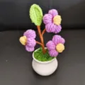 Handgemaakte gehaakte bloem potplant bureau ornament schattig garen brede decor cadeau voor thuis - Paars