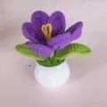 Handgemaakte gehaakte paarse bloem potplant breien woondecoratie cadeau bureau tafel - Donkerpaars