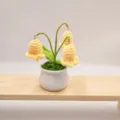 Handgemaakte gehaakte lelietje-van-dalen potplant leuke gebreide bloem bureau decoratie - Geel